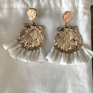 Lily Pulitzer Gold Shell White Tassel Earrings